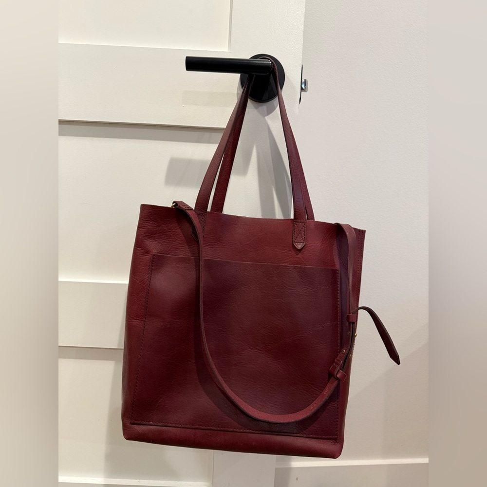 Madewell Deep Red/burgandy Leather Tote